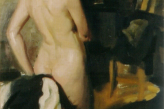 Alfredo Ortelli, Nudo in piedi di schiena, 1917, olio su cartone, 39 x 49 cm